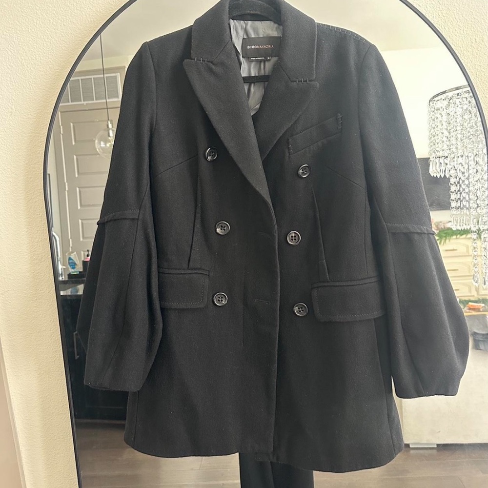 BCBGMaxAzria Classic Black Pea Coat